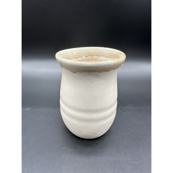 Coffee Mug Cup Right Hand Warmer Drip Glaze Pottery Ergonomic Mug Warming Tan - Picture 3 of 9